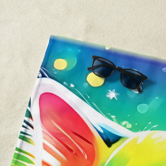Serviette De Plage Rainbow Kitten Dream (En situation)