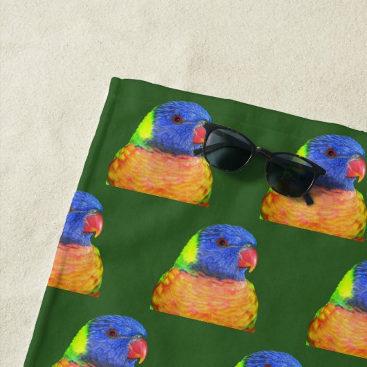 Serviette De Plage Rainbow Lorikeet Parrot Motif (En situation)