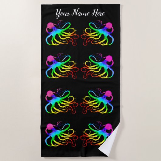 Serviette De Plage Rainbow Octopus - Beach Towne (Devant)