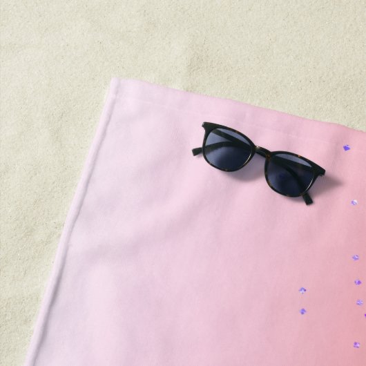 Serviette De Plage Rainbow Pastel Girly Parties scintillant Metal Nom (En situation)