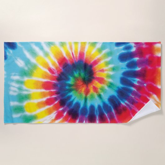 Serviette De Plage Rainbow Tie Dye Party (Devant)