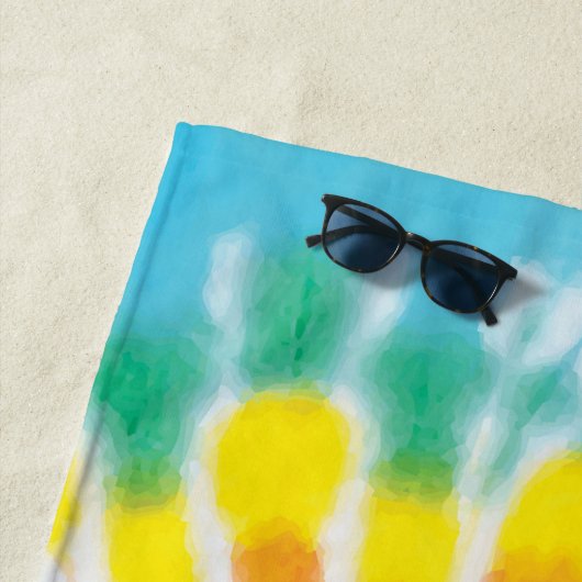 Serviette De Plage Rainbow Tie Dye Party (En situation)