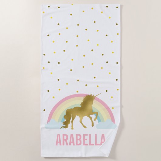 Serviette De Plage Rainbow Unicorn Girl (Devant)