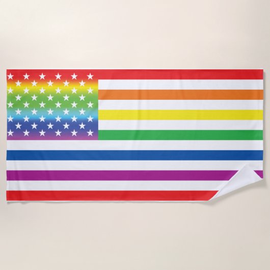 Serviette De Plage Rainbow US Flag LGBT Pride (Devant)