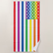 Serviette De Plage Rainbow US Flag LGBT Pride (Devant)