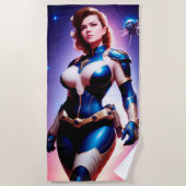 Serviette De Plage Ranger d'espace Sci Fi féminin des années 50 Vivid (Devant)