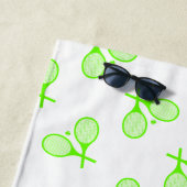 Serviette De Plage Raquettes De Tennis Vert Néon Fluorescent (En situation)