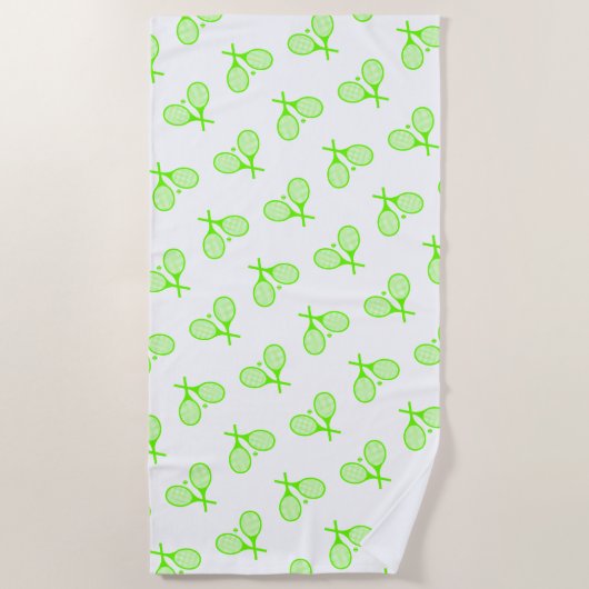 Serviette De Plage Raquettes De Tennis Vert Néon Fluorescent (Devant)