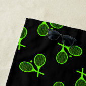 Serviette De Plage Raquettes de tennis vert néon fluorescent noir (En situation)