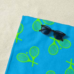 Serviette De Plage Raquettes de tennis vert néon fluorescent rétro
