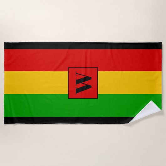 Serviette De Plage Rasta Flag Coloured Striped Monogram Reggae (Devant)