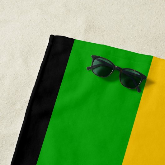 Serviette De Plage Rasta Flag Coloured Striped Monogram Reggae (En situation)