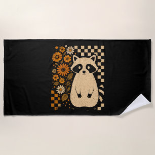Serviette De Plage Raton laveur Halloween à carreaux rétro