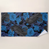 Serviette De Plage Ravins et roses bleus (Devant)