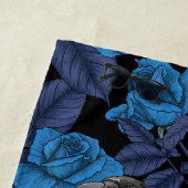 Serviette De Plage Ravins et roses bleus (En situation)