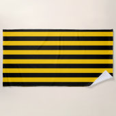 Serviette De Plage Rayé jaune et noir d'abeille douce (Devant)