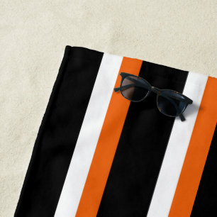 Serviette De Plage Rayé noir orange blanc
