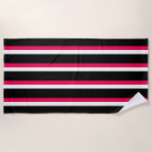 Serviette De Plage Rayé noir rose blanc (Devant)