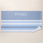 Serviette de plage rayée bleu et blanc de printemp (Devant)