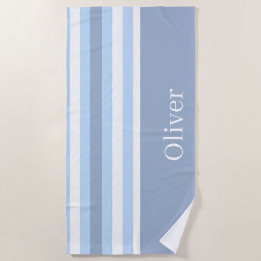 Serviette de plage rayée bleu et blanc de printemp (Devant)