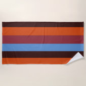 Serviette de plage rayée bleue, orange, marron et (Devant)