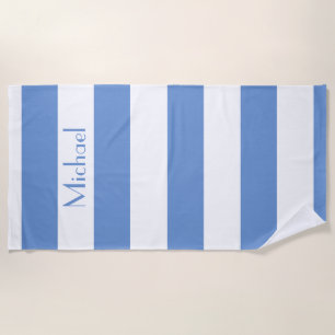 Serviette de plage rayée bleue simple
