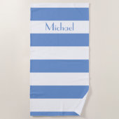 Serviette de plage rayée bleue simple (Devant)