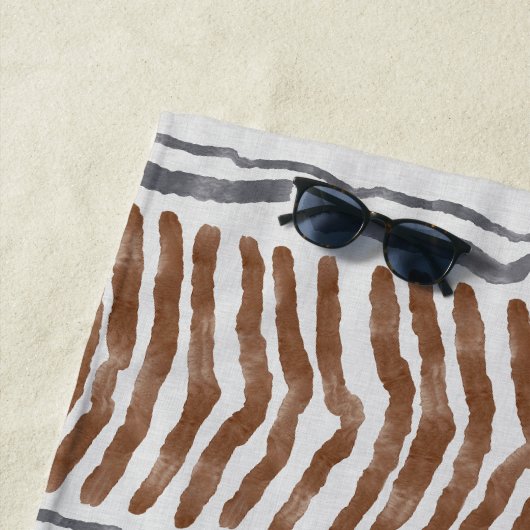 Serviette de plage rayée Bohème Tribale (En situation)