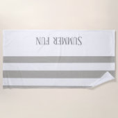 Serviette de plage rayée gris et blanc de printemp (Devant)