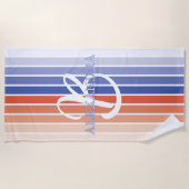 Serviette de plage rayée monogramme rétro personna (Devant)