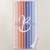 Serviette de plage rayée monogramme rétro personna (Devant)