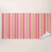 Serviette de plage rayée rose et jaune printemps (Devant)