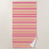 Serviette de plage rayée rose et jaune printemps (Devant)