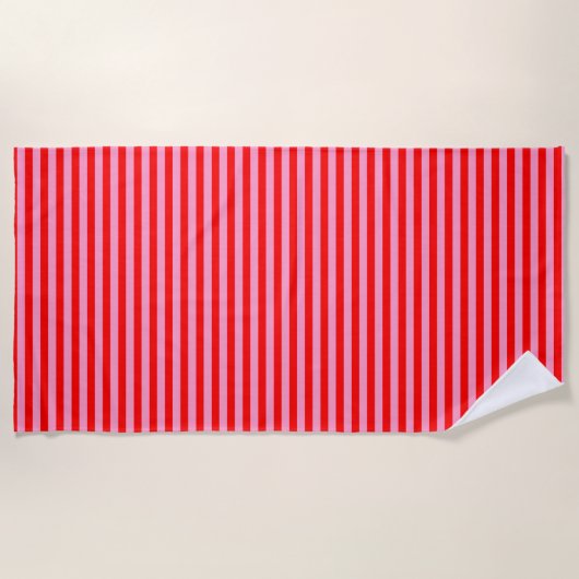 SERVIETTE DE PLAGE RAYÉE ROSE ROUGE - horizontale (Devant)