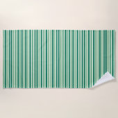 Serviette de plage rayée vert printemps et blanc (Devant)