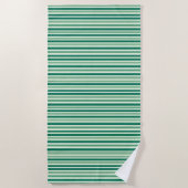 Serviette de plage rayée vert printemps et blanc (Devant)