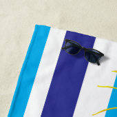 Serviette De Plage Rayons de soleil bleus blancs été rayures (En situation)