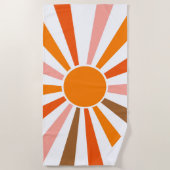 Serviette De Plage Rayons Soleil Rétro Coucher Soleil Orange Jaune Ro (Devant)