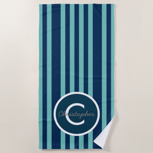Serviette De Plage Rayure bleue (Devant)