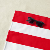 Serviette De Plage Rayure cabane nom rayé rouge et blanc (En situation)
