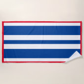 Serviette De Plage Rayure Cabane Rouge Blanc Bleu  (Devant)