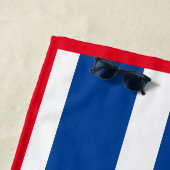 Serviette De Plage Rayure Cabane Rouge Blanc Bleu  (En situation)