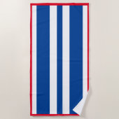 Serviette De Plage Rayure Cabane Rouge Blanc Bleu  (Devant)