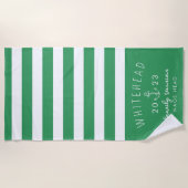 Serviette De Plage Rayure d'ancre nautique Monogramme vert (Devant)