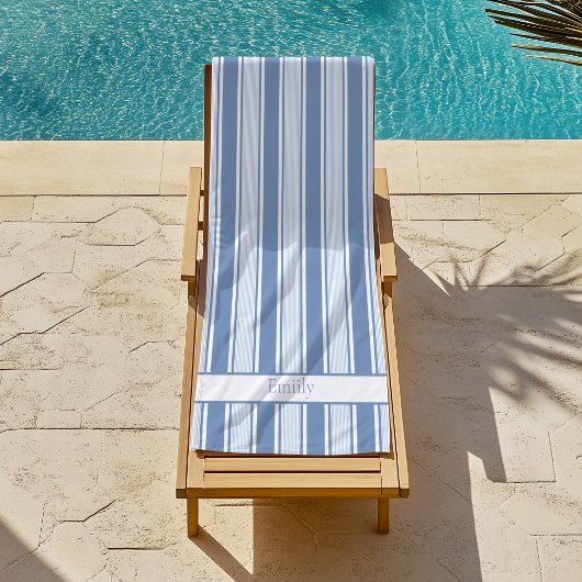 Serviette De Plage Rayure de chaise longue en bleu ciel et mer