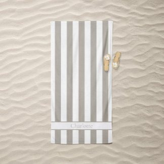 Serviette De Plage Rayure de plage décontractée en taupe Jetty