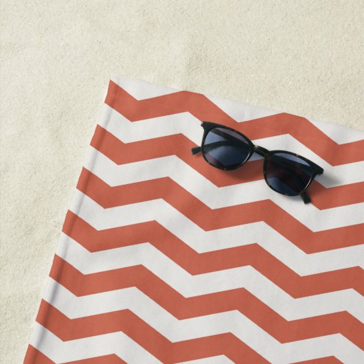 Serviette De Plage Rayure géométrique zig zag orange pastel (En situation)