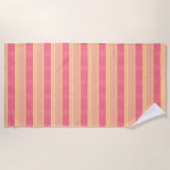 Serviette De Plage Rayure rose et or (Devant)