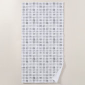 Serviette De Plage Rayures à carreaux gris blanc (Devant)