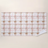 Serviette De Plage Rayures à carreaux rose marron blanc (Devant)